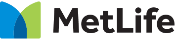 MetLife logo featuring a stylized blue and green M shape on the left, with the word MetLife in bold black letters on the right.
