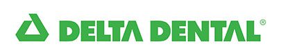 Delta Dental logo featuring a green triangular symbol next to the words “DELTA DENTAL” in bold, uppercase green letters on a light background.
